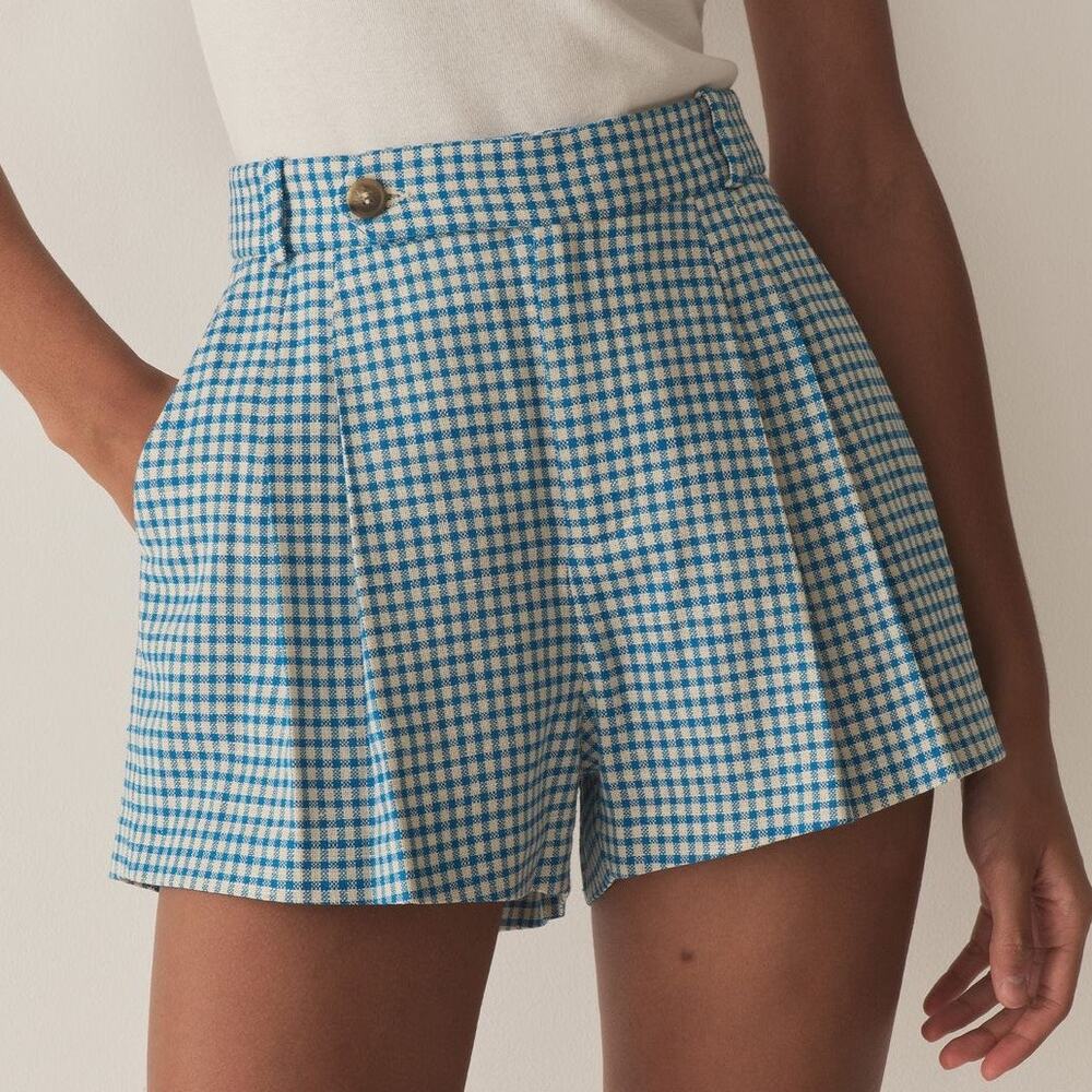 DOEN Kingsley Short Southampton Gingham Blue Plaid Shorts Size 6